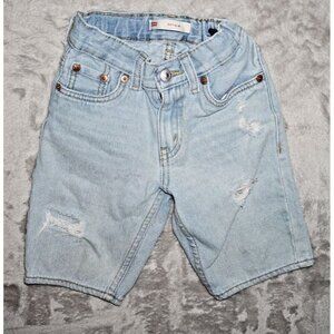 Levis 511 Slim Shorts Boy's Size 6R Denim Blue Knee Length Straight Distressed